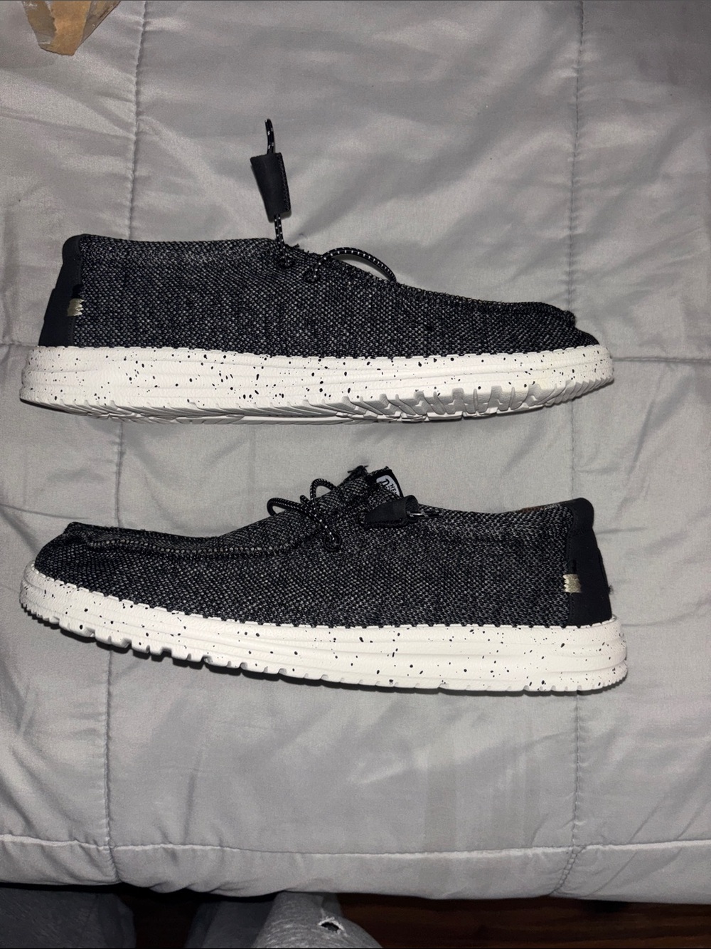 Hey Dude Charcoal Black Knit Slip-On Sneakers